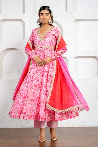 Yuvraani Jaipur Floral Printed Anarkali Set with Dupatta 