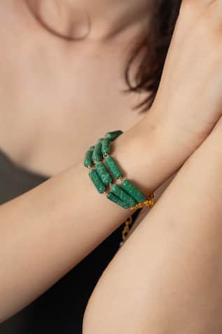 Gold Plated Green Stone Bracelet 