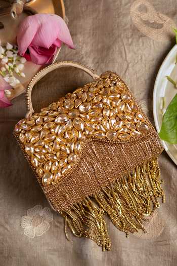 Bhavna Kumar Kundan Fringe Clutch Bag 