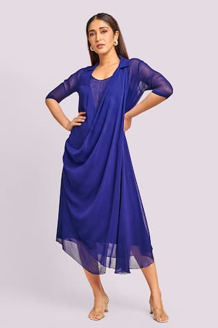 Blue Lotus Design Designer Drape Midi Dress 