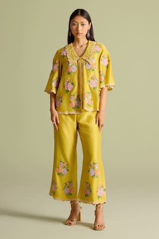 Chandrima Floral Mosaic Chanderi Shirt 