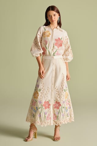 Chandrima Floral Mosaic Chanderi Shirt 