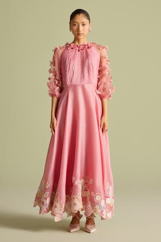 Chandrima Flounce Embroidered Maxi Dress 