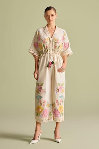 Chandrima Floral Mosaic Embroidered Jumpsuit 