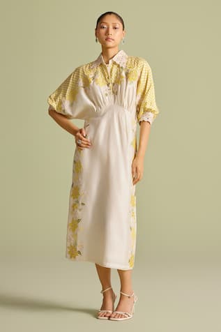Chandrima Checkered Chanderi Kimono Dress 