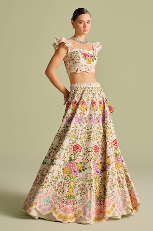 Chandrima Floral Threadwork Lehenga Skirt 
