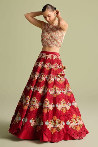Chandrima Floral Scallop Embroidered Lehenga 