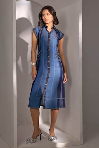 Denim Effect Midi Dress 