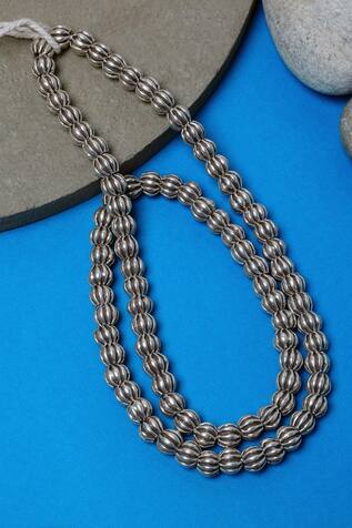 Silver Beaded Long Necklace 