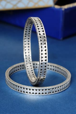 Silver Tribal Bangle Set 