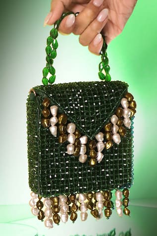 FOREVER NOOR Crystal Beaded Mini Handbag 