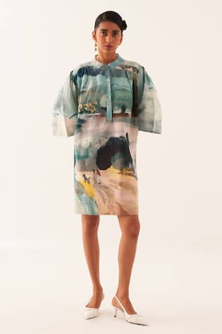 OFRIDA Hand-Painted Abstract Expressionist Dress 