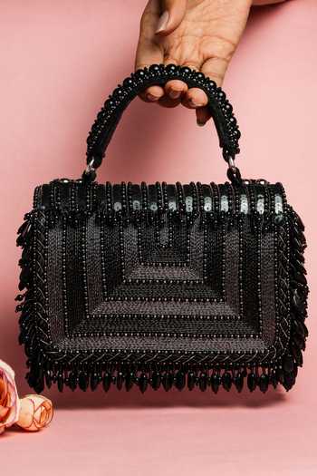 Nayaab By Sonia Black Shaded Sequin Potli Clutch 