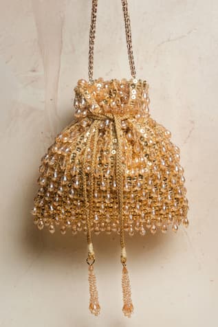 Nayaab By Sonia Crystalline Goldish Potli Bag 