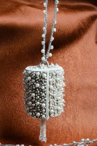 Nayaab By Sonia Ivory Pearl Cluster Potli Bag 