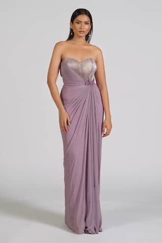 Astha Batra Lilac Draped Gown 