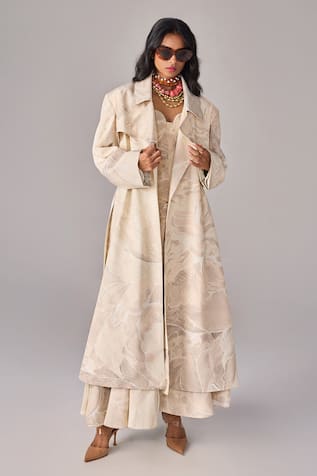 Saaksha & Kinni Abstract Floral Oversize Trench Coat 