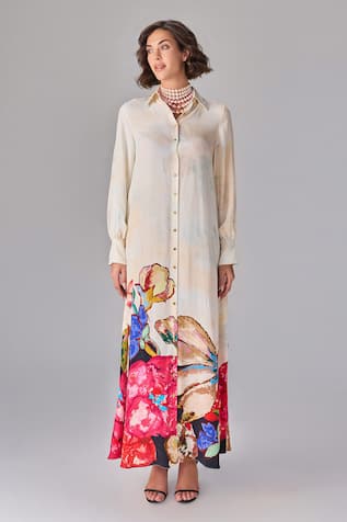 Saaksha & Kinni Floral Print Buttoned Down Maxi Dress 