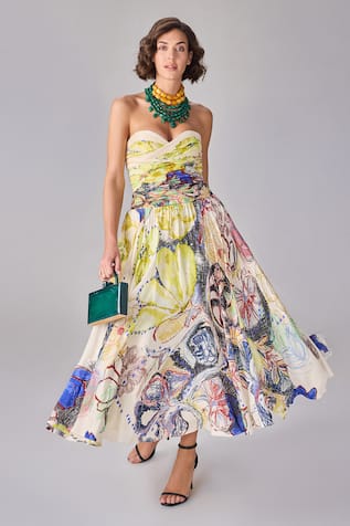 Saaksha & Kinni Abstract Floral Print Midi Dress 