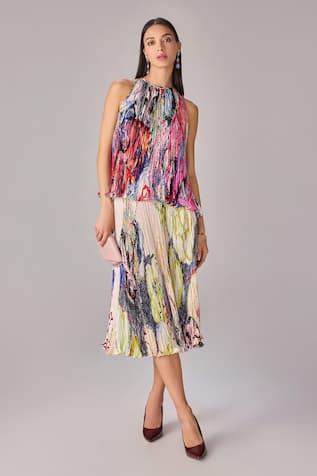 Abstract Print Midi Skirt 