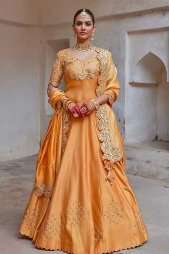 Vinita Bhansali Embroidered Yellow Rajputi Lehenga Set 