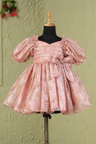 Casa Ninos Rust Floral Victorian Puffy Dress 