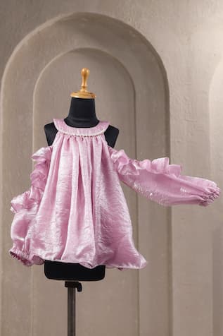 Casa Ninos Pink Cold Shoulder Dress 