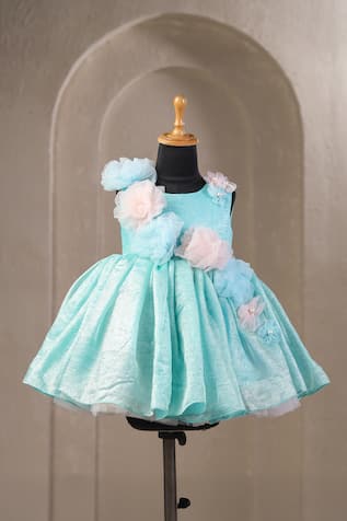 Casa Ninos Flower Embellished Fit and Flare Dress 