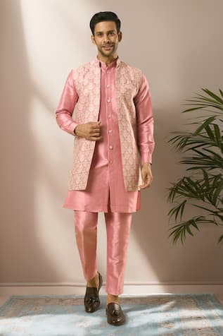 Bloom Jaal Woven Bundi Kurta Set 