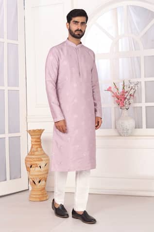 Lilac Purple Embroidered Straight Kurta 