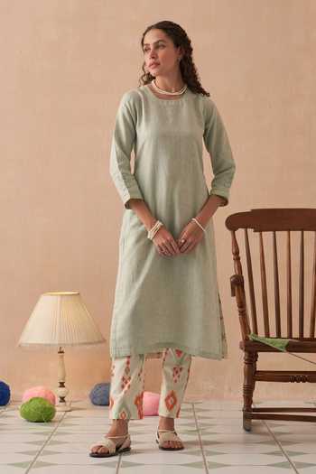 Kasturi Kundal Pastel Green Embroidered Kurta Set 