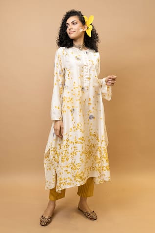 Krishna Mehta Marigold Floral Long Tunic 