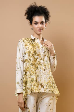Krishna Mehta Asymmetric Silk Shirt 