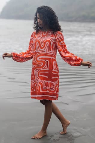 RAAS LIFE Zombie Print Cotton Slub Short Dress 