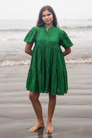 RAAS LIFE Hakoba Embroidered Tiered Dress 