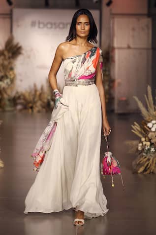 Basanti - Kapde Aur Koffee Embellished Ivory Crepe Jumpsuit 