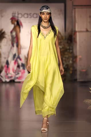Basanti - Kapde Aur Koffee Embellished Kaftan & Pants Set 