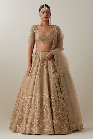 Ikshita Choudhary Golden Embroidered Organza Lehenga Set 