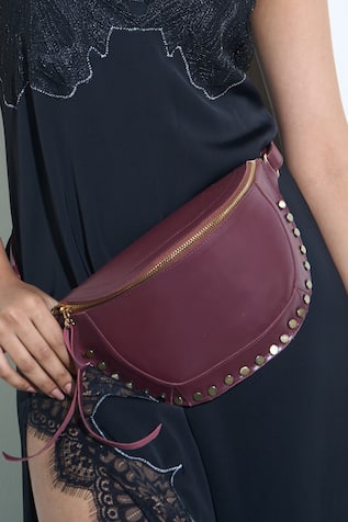 Burgundy Leather Belt Bag 