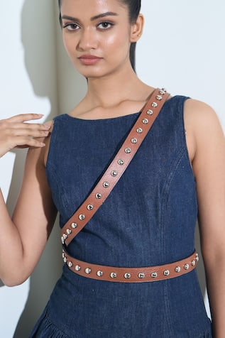 Studded Double Leather Belt 