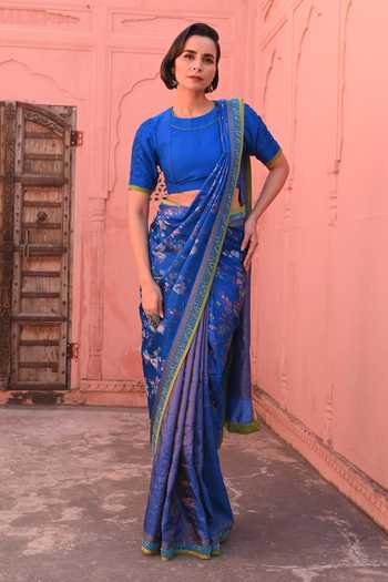 Kasturi Kundal Tanchoi Embroidered Handloom Saree 