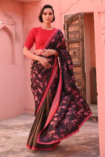 Kasturi Kundal Tanchoi Handloom Saree Set 