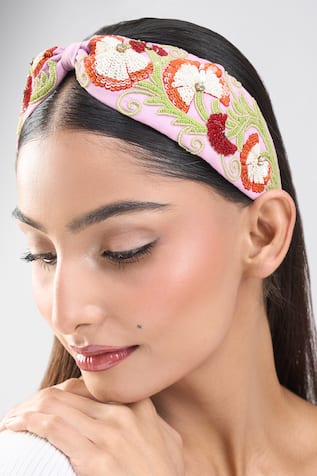 Hand Embroidered Flower Hairband 