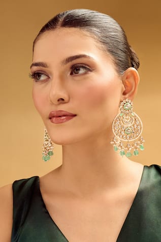 Golden Aqua Dangler Earrings 