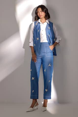 Embellished Denim Jacket & Pant Set 