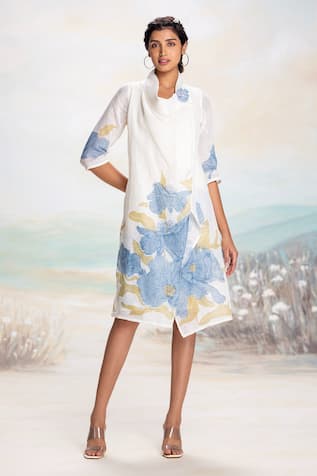 KAVERI Cascading Shawl Collar Jacket Dress 