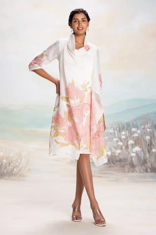 KAVERI Abstract Floral Print Jacket Dress 