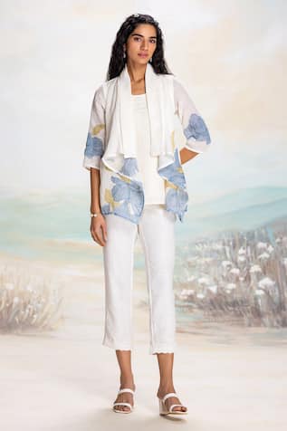 Kaveri Cascading Shawl Collar Jacket Pant Set 