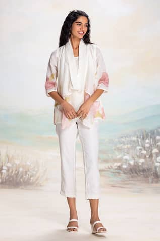 Kaveri Abstract Floral Jacket Top & Pant Set 