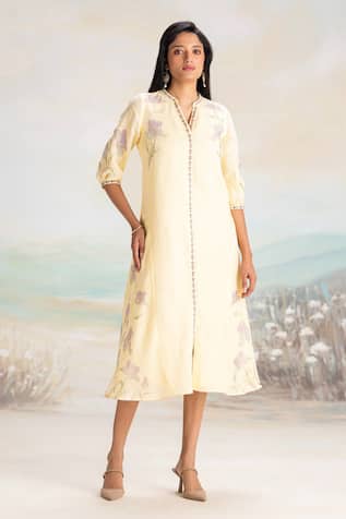 Kaveri Buttercup Fit-and-Flare Midi Dress 